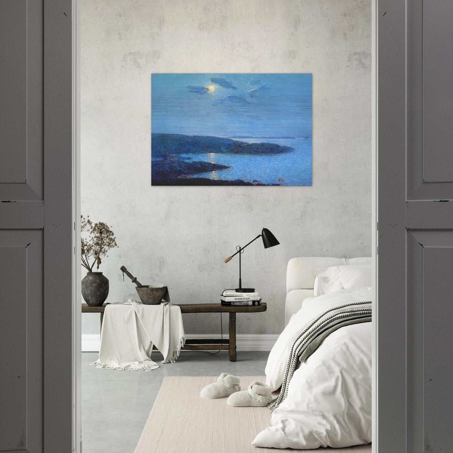 Moonlight - Childe Hassam Brushed Aluminum Print - 70x100 cm / 28x40 inches | Childe Hassam Aluminum Print | Childe Hassam Prints