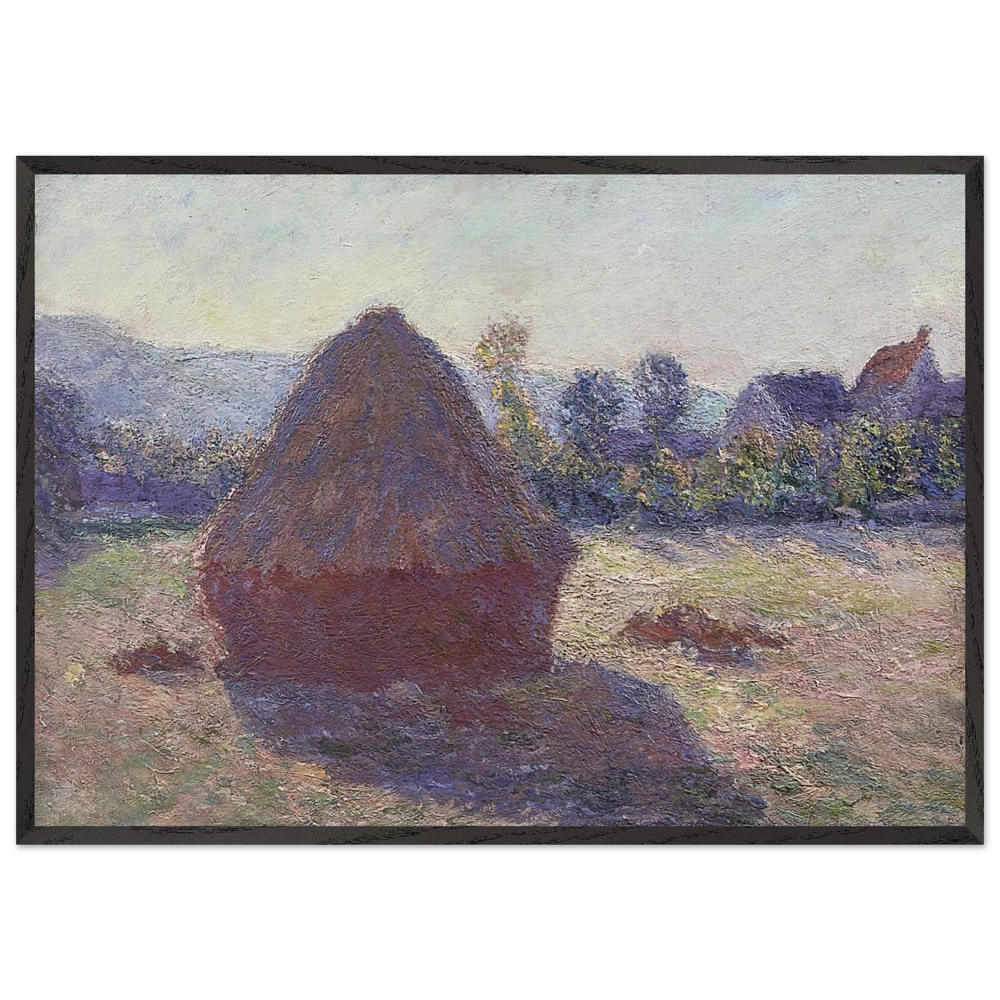 A Haystack in the Evening Sun - claude monet Framed Art Print – Black Wooden Frame - Default Title - -Framed Art Print