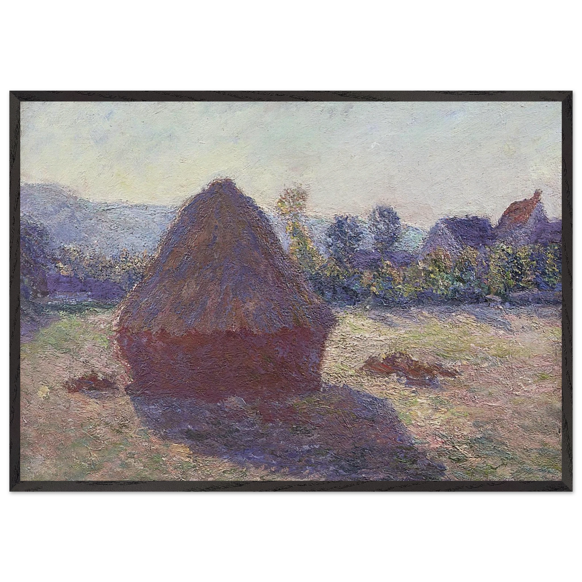 A Haystack in the Evening Sun - claude monet Framed Art Print – Black Wooden Frame - Default Title - -Framed Art Print