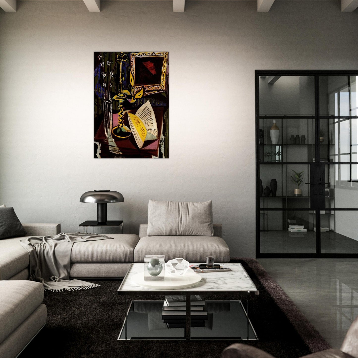 Still life with candlestick - 1937 - Pablo Picasso Brushed Aluminum Print - 70x100 cm / 28x40 inches | Pablo Picasso Aluminum Print | Pablo Picasso Prints