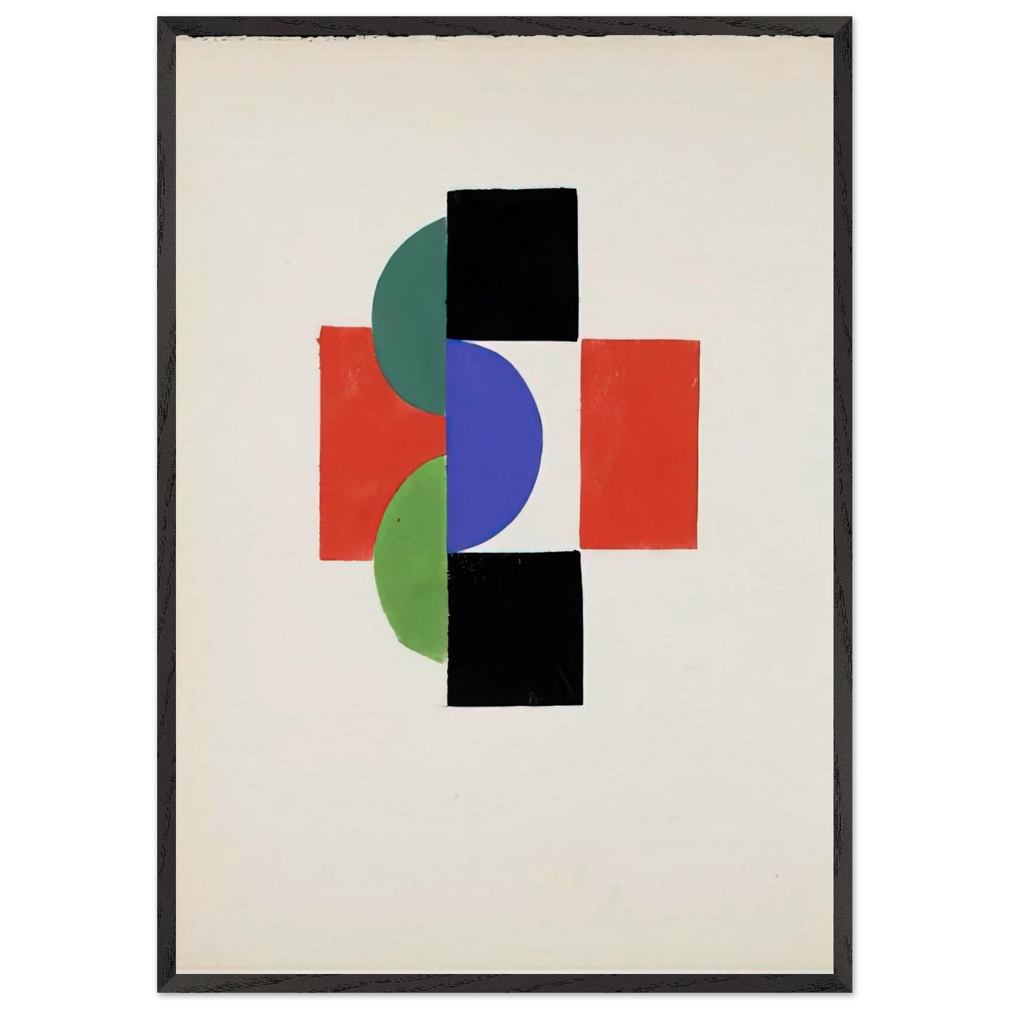 UNTITLED GOUACHE ILLUSTRATION FOR TRISTAN TZARA S LE FRUIT PERMIS 1956 - Sonia Delaunay Framed Art Print – Black Wooden Frame - Default Title - -Framed Art Print