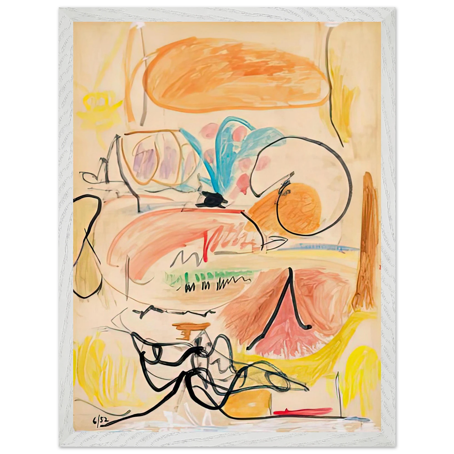 Helen Frankenthaler - Window Shade No. 1, 1952- Wall Art - 30x40 cm / 12x16 inches - Premium Wooden Framed Poster With Fine Art Paper - Black frame