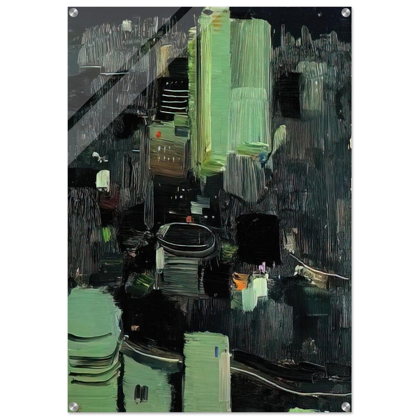 Toyko at Night - 1990 - Wu Guanzhong Acrylic Print - 70x100 cm / 28x40″ inches | Wu Guanzhong Wall Art | Wu Guanzhong Prints