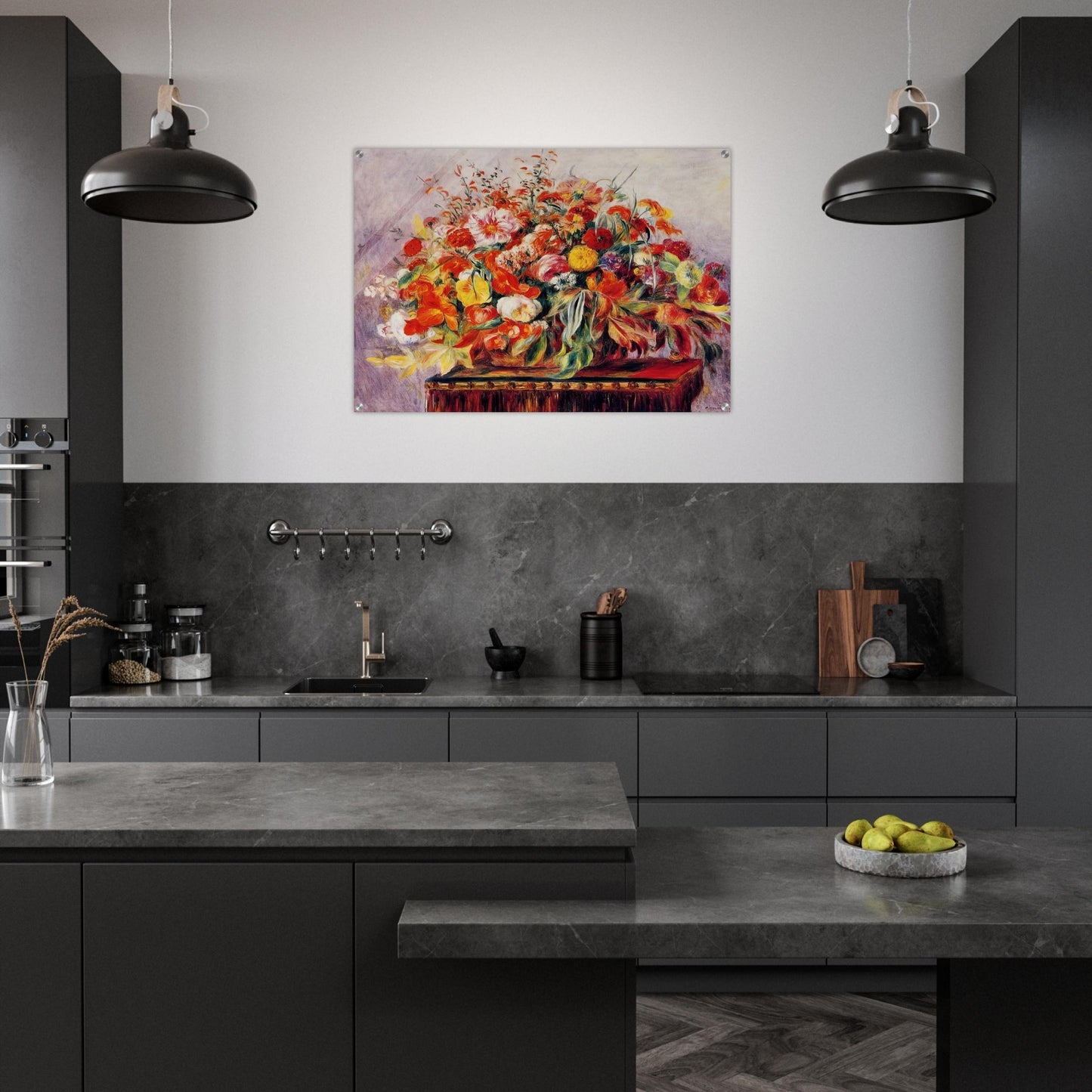 Basket of Flowers - Pierre-Auguste Renoir Acrylic Print - 70x100 cm / 28x40″ inches | Pierre-Auguste Renoir Wall Art | Pierre-Auguste Renoir Prints