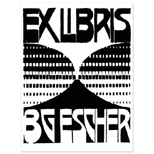 MC Escher - BOOKPLATE B G ESCHER BEER Wall Art - 21x29.7 cm / 8x12" - Fine Art Poster - -