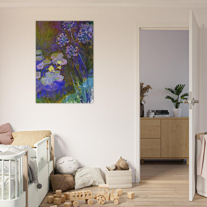 Water Lilies and Agapanthus - claude monet Brushed Aluminum Print - 70x100 cm / 28x40 inches | claude monet Aluminum Print | claude monet Prints