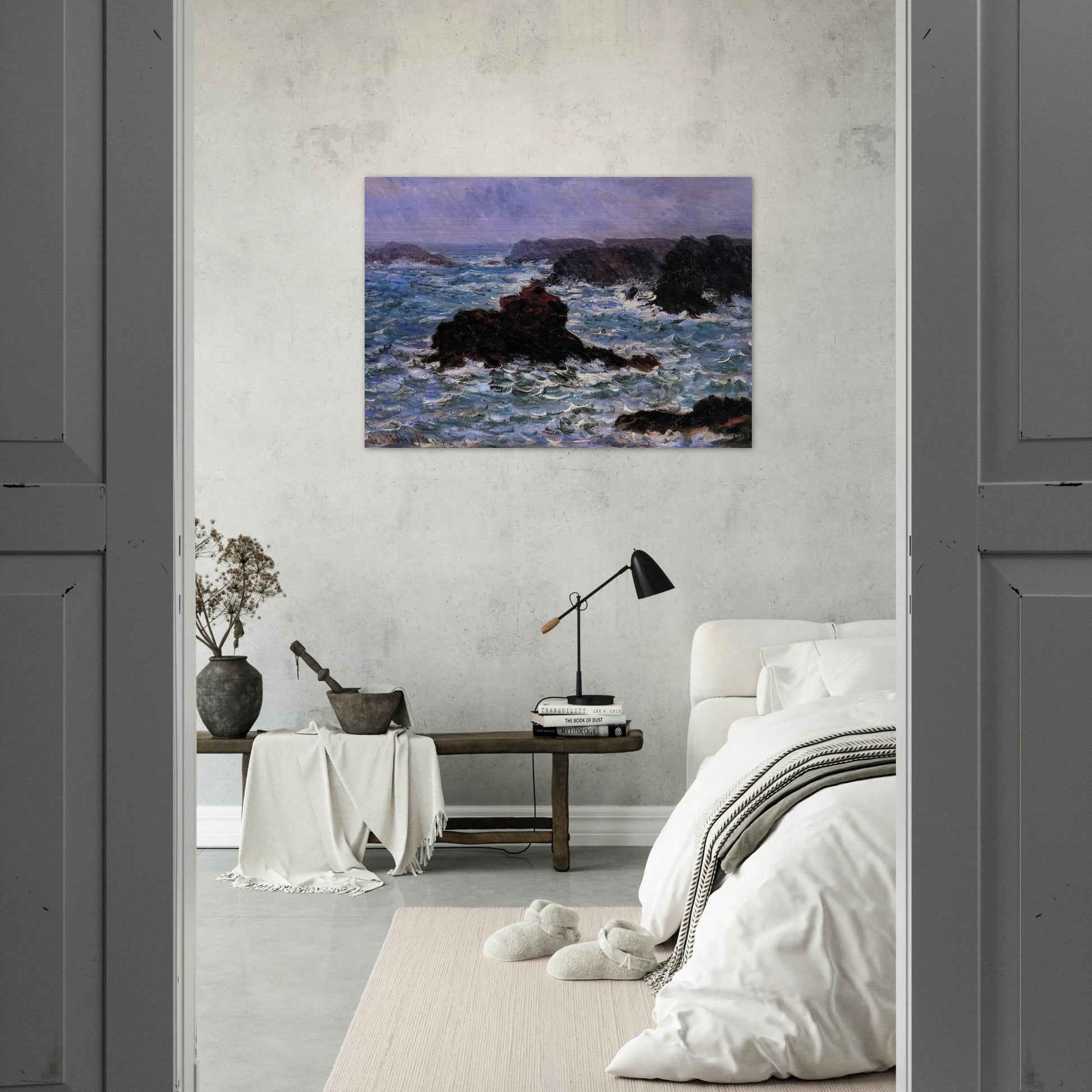 Belle-Ile, Rain Effect - claude monet Brushed Aluminum Print - 70x100 cm / 28x40 inches | claude monet Aluminum Print | claude monet Prints