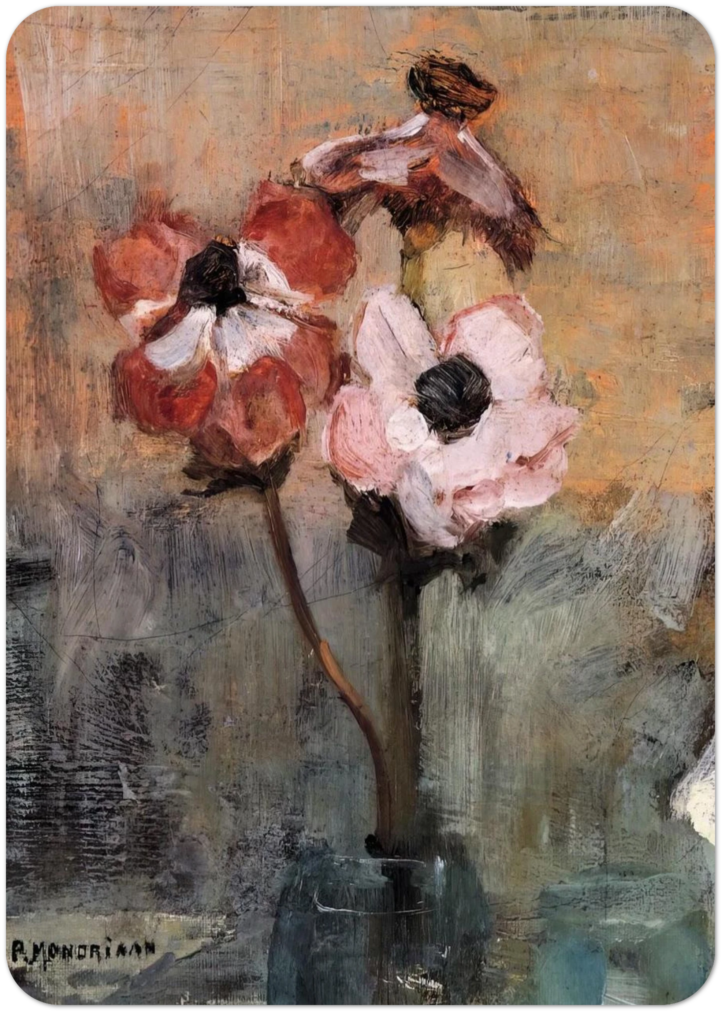 Anemones in a Vase By Piet Mondrian Pack of 10 Post Cards | Piet Mondrian Post Cards | A6 (10.5 x 14.8 cm) - 4.1 x 5.8 inches