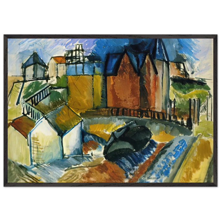 THE BEACH AT HAVRE 1910 - Raoul Dufy 70x100 cm / 28x40 inches Framed Art Print – Black Wooden Frame