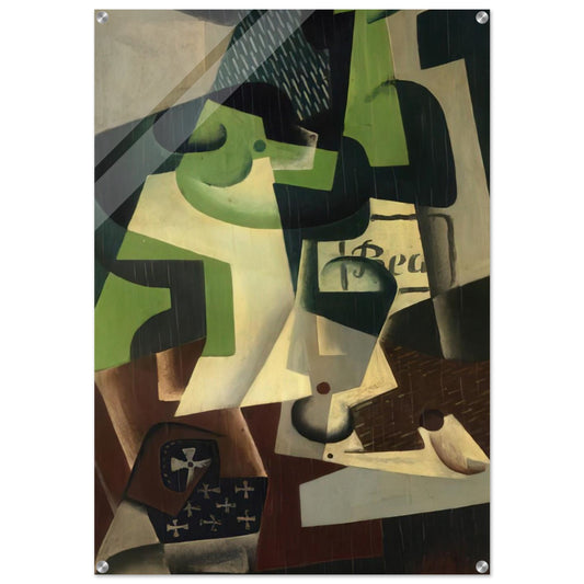 BOTTLE OF BEAUNE AND A FRUIT DISH 1917 - Juan Gris Acrylic Print - 70x100 cm / 28x40″ inches