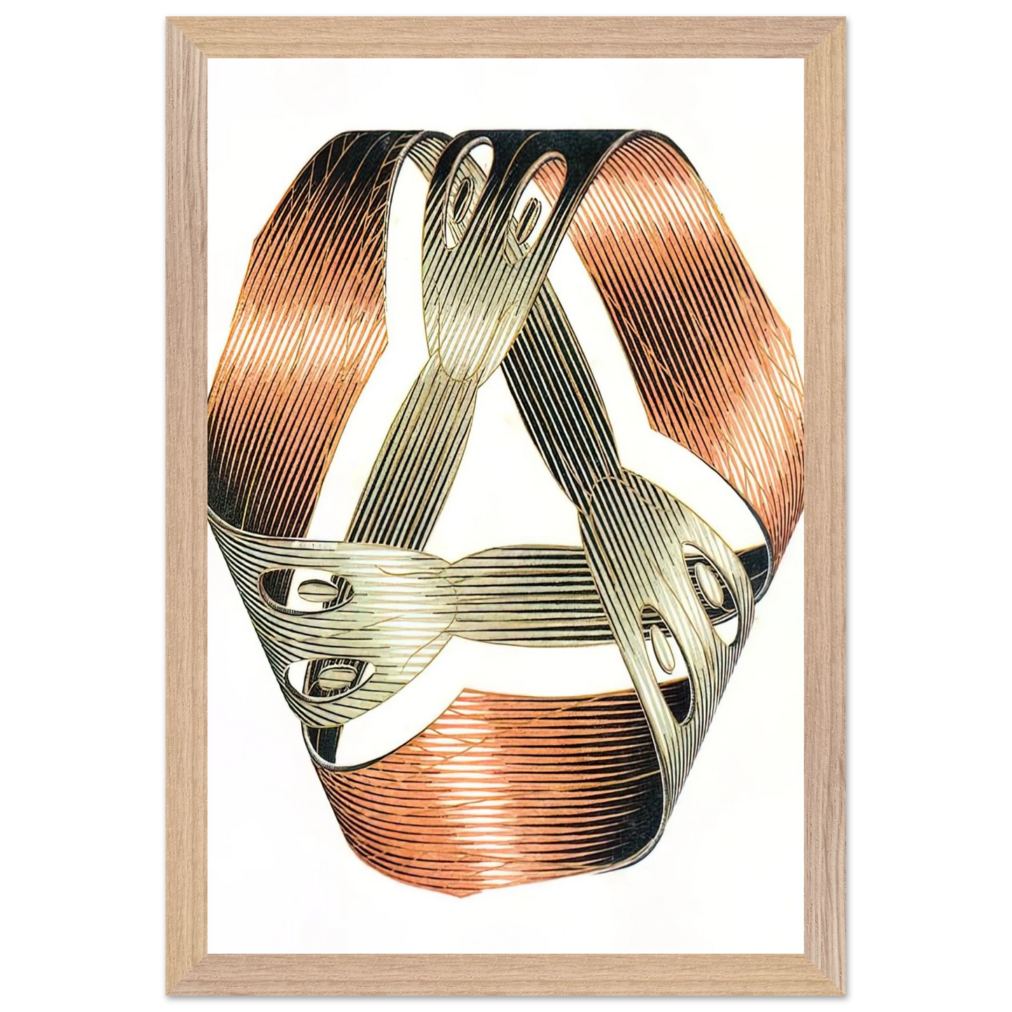 MC Escher - MOEBIUS STRIP I Wall Art - 30x40 cm / 12x16 inches - Premium Wooden Framed Poster With Fine Art Paper - White frame