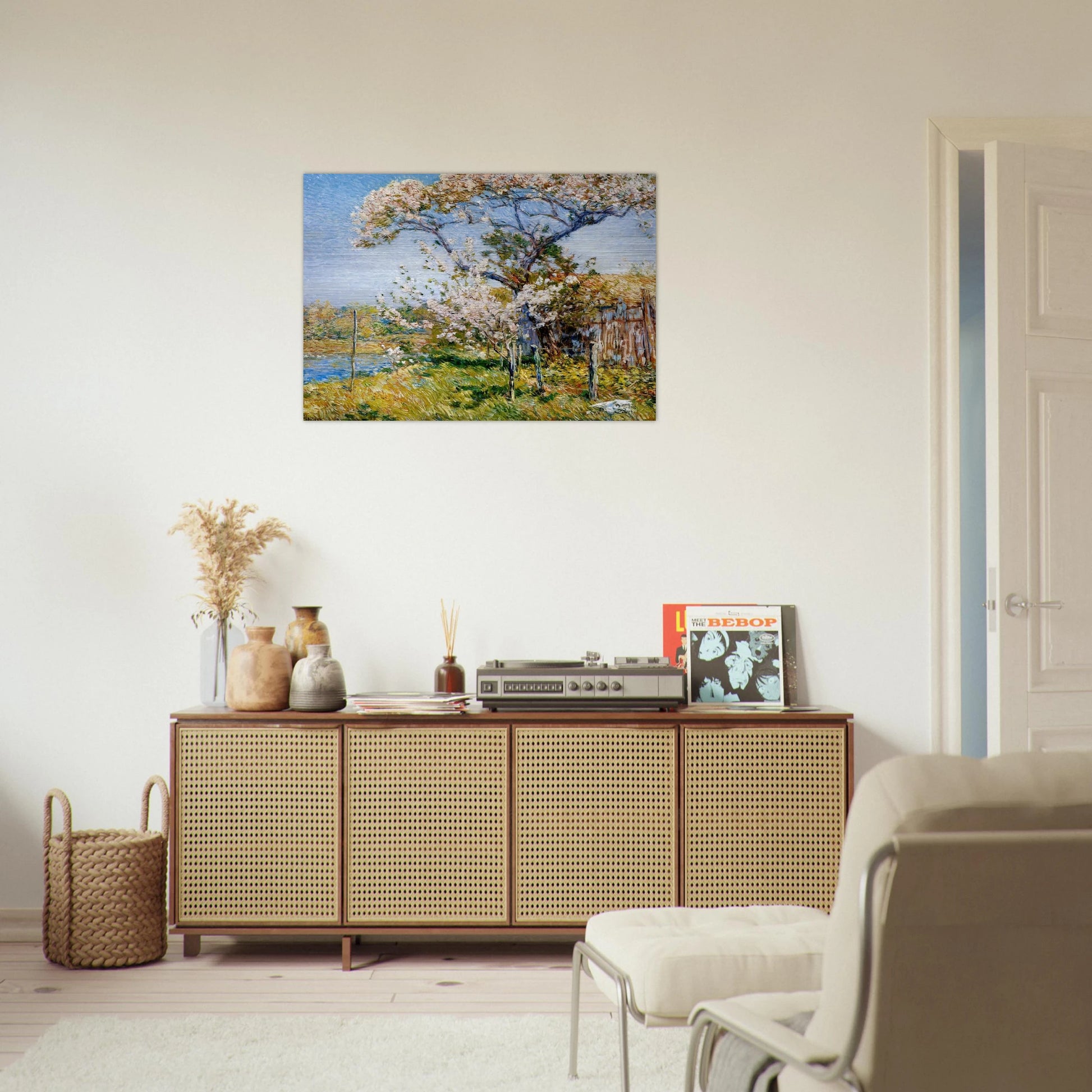 Apple Trees in Bloom, Old Lyme - Childe Hassam Brushed Aluminum Print - 70x100 cm / 28x40 inches | Childe Hassam Aluminum Print | Childe Hassam Prints