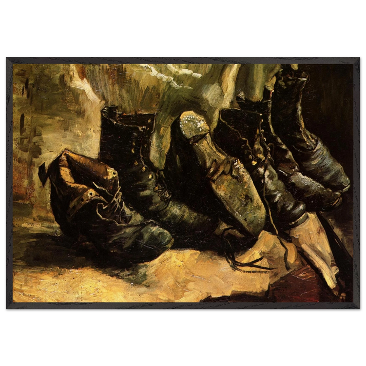 Three Pairs of Shoes - Vincent van Gogh 70x100 cm / 28x40 inches Framed Art Print – Black Wooden Frame