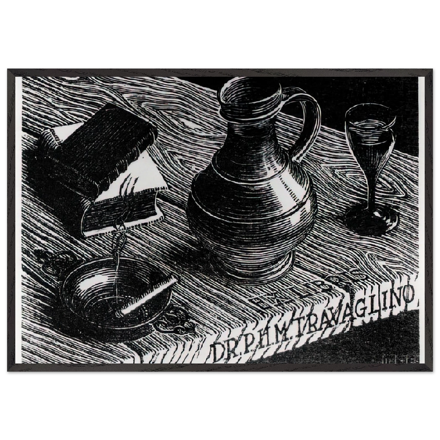 BOOKPLATE DR P H M TRAVAGLINO - MC Escher Framed Art Print – Black Wooden Frame - Default Title - -Framed Art Print