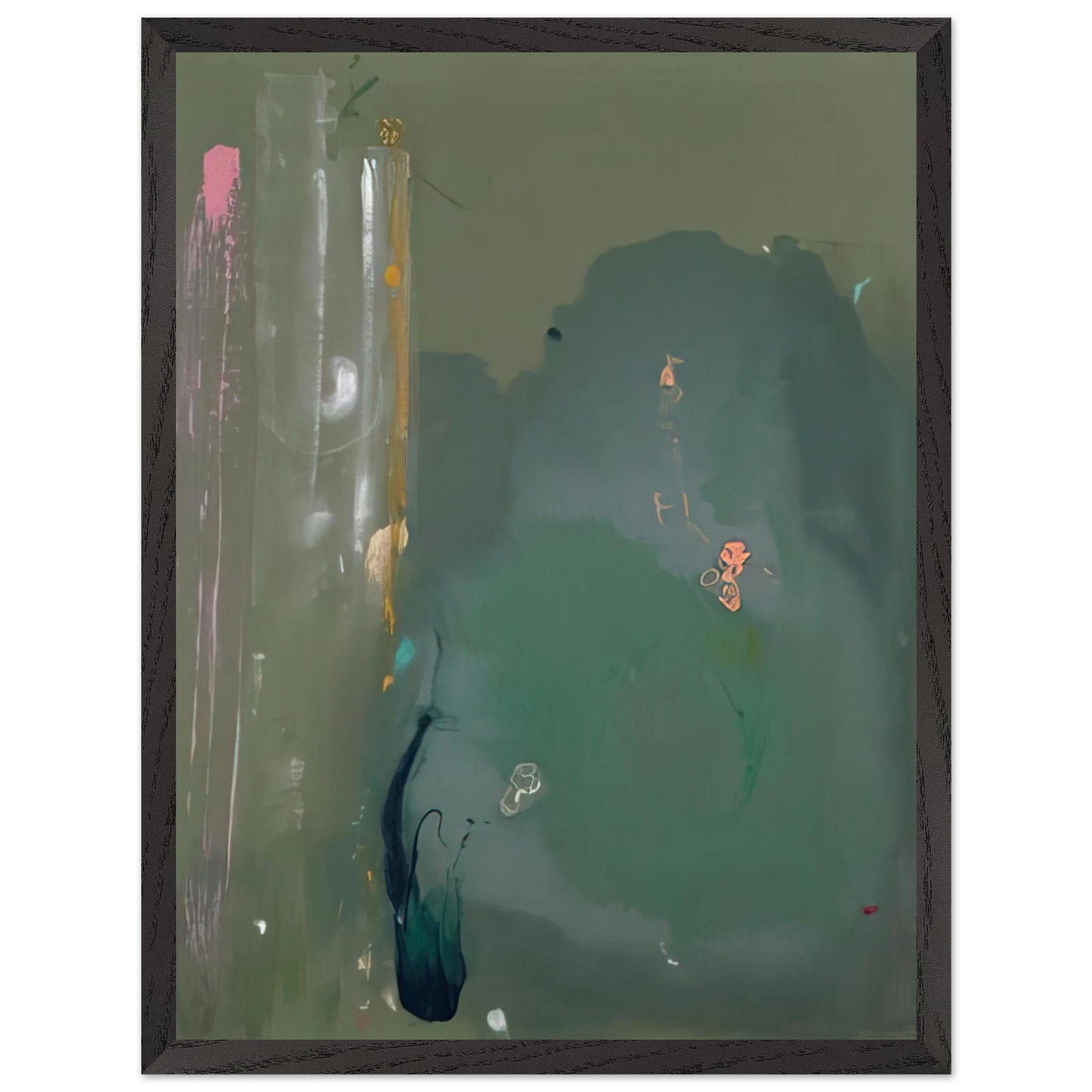 Helen Frankenthaler - CÃ´te d Argent - 1980 Wall art - 28x43  cm / XL (11x17 inches) - Premium Wooden Framed Poster With Fine Art Paper - Black frame