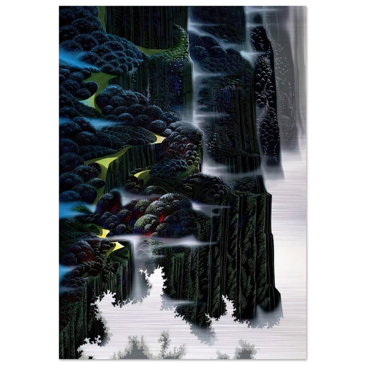 Sea Cliffs Rising - Eyvind Earle Brushed Aluminum Print - 70x100 cm / 28x40 inches | Eyvind Earle Aluminum Print | Eyvind Earle Prints