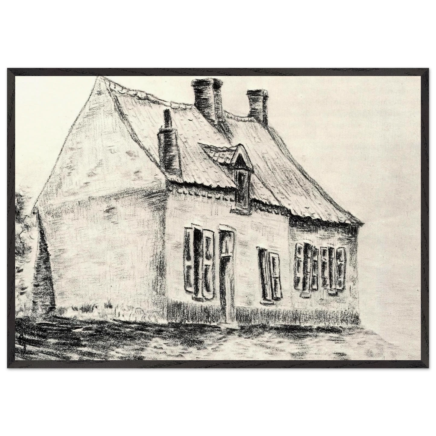 A house Magros - Vincent van Gogh Framed Art Print – Black Wooden Frame - Default Title - -Framed Art Print