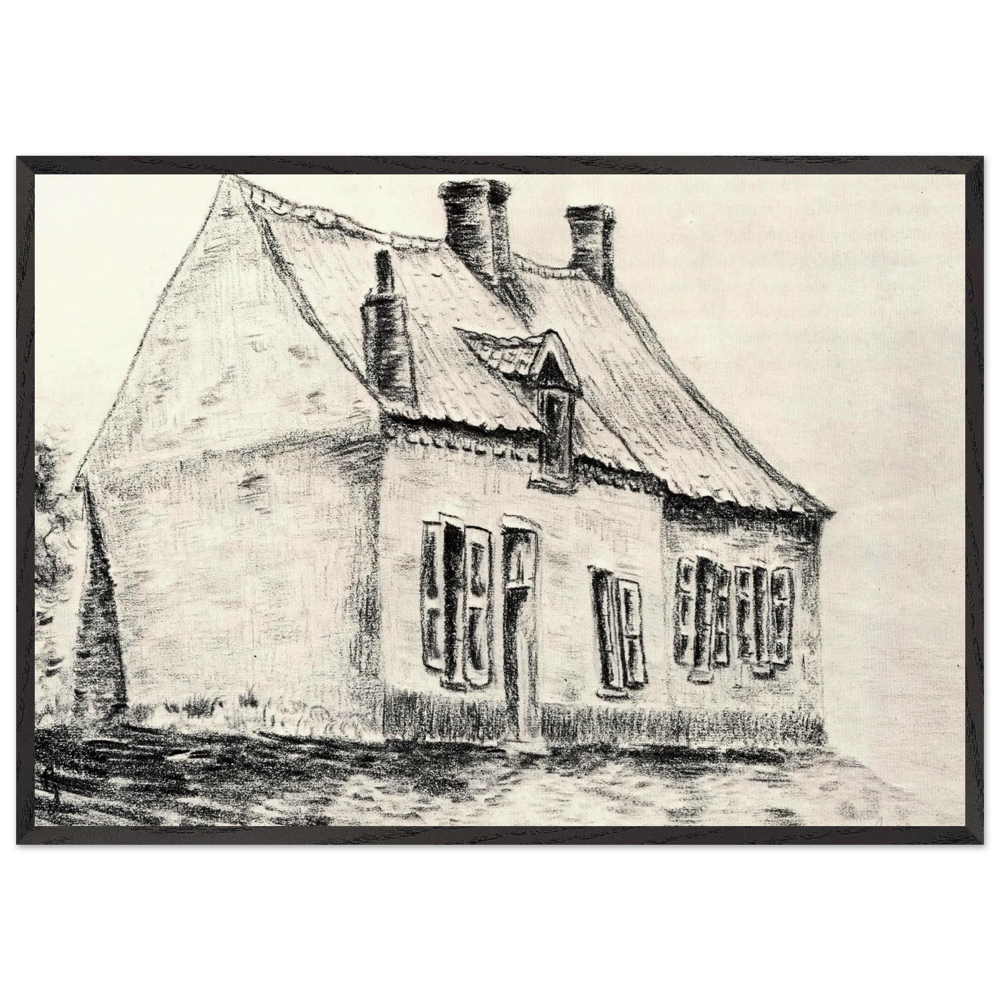 A house Magros - Vincent van Gogh Framed Art Print – Black Wooden Frame - Default Title - -Framed Art Print