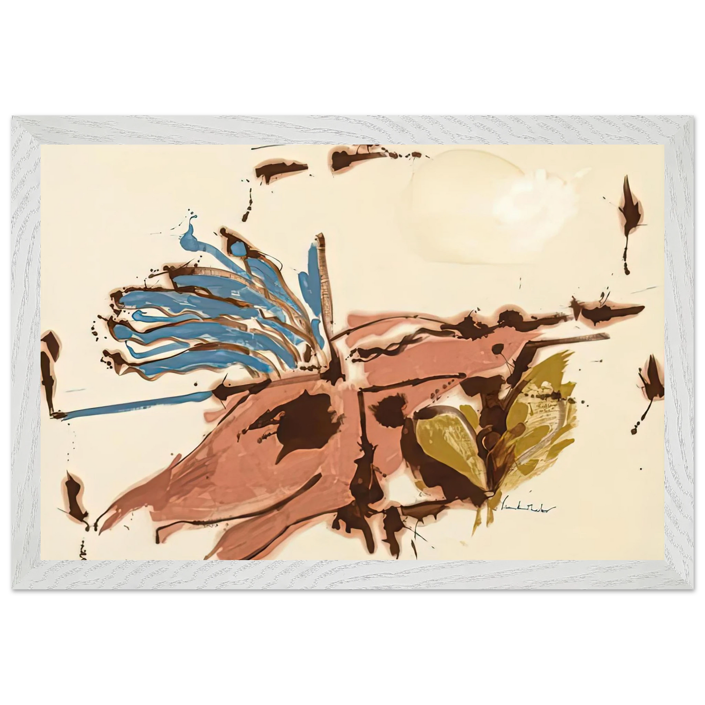 Helen Frankenthaler - Pink Bird Figure I, 1961- Wall Art - 21x29.7 cm / 8x12" - Premium Wooden Framed Poster With Fine Art Paper - Black frame