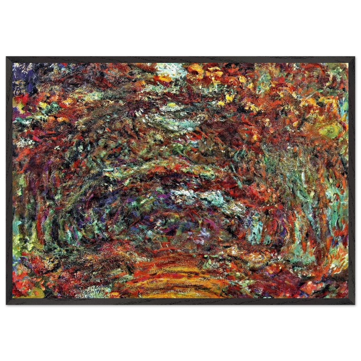 The Rose Path Giverny - claude monet 70x100 cm / 28x40 inches Framed Art Print – Black Wooden Frame