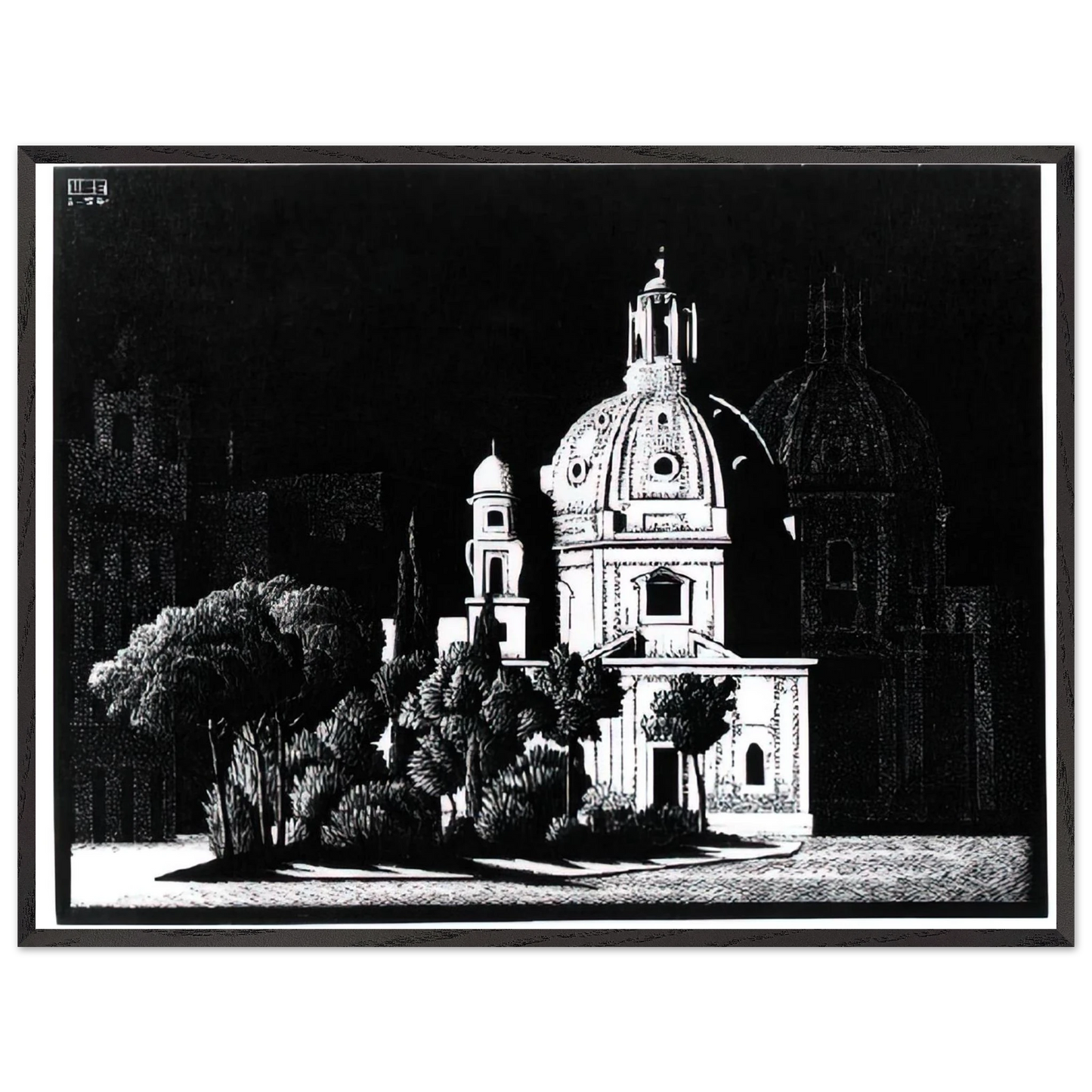 MC Escher - NOCTURNAL ROME 1 Wall Art - 60x80 cm / 24x32 inches - Fine Art Poster - -