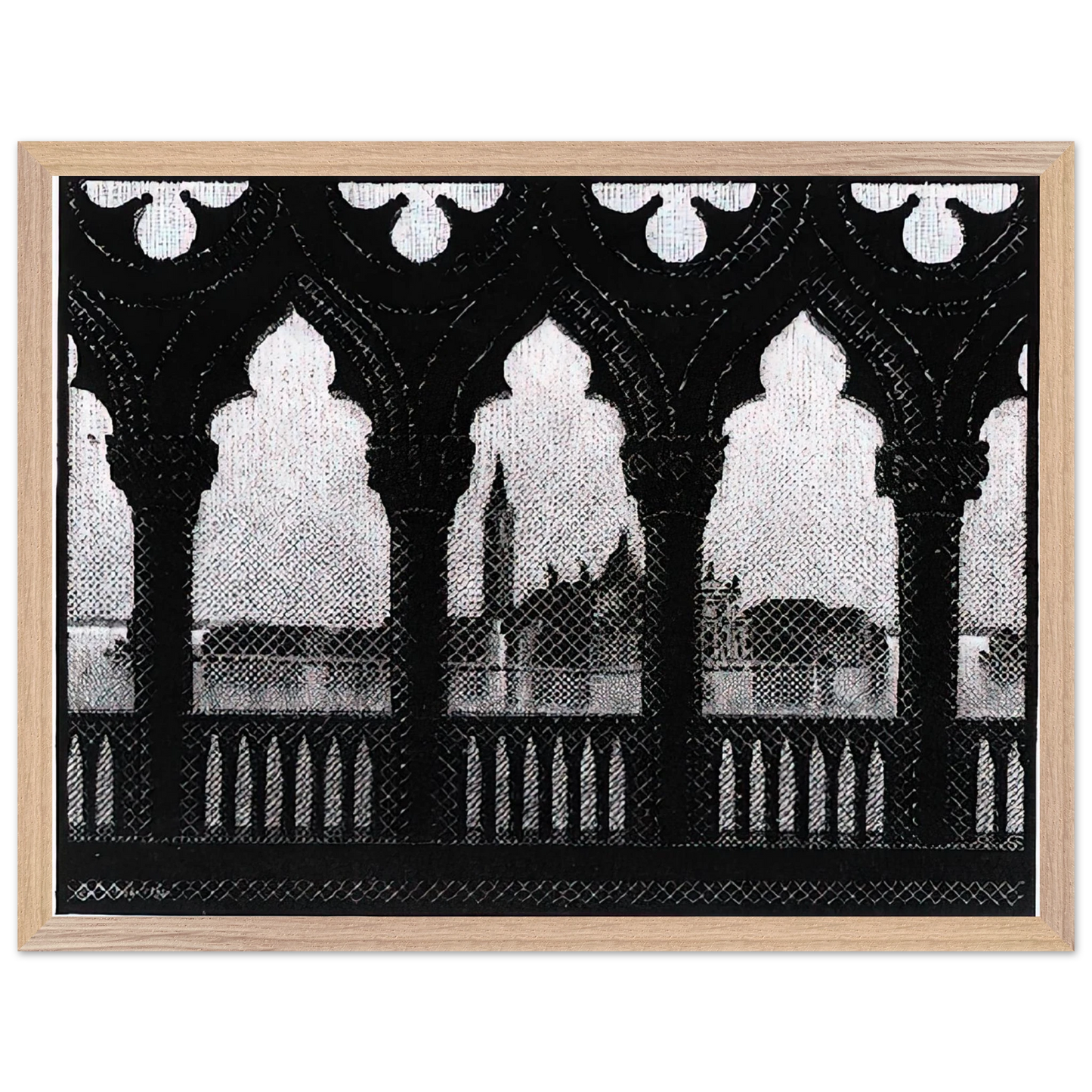 MC Escher - VENICE OCTOBER 1936 1936 Wall Art - 21x29.7 cm / 8x12" - Premium Wooden Framed Poster With Fine Art Paper - White frame