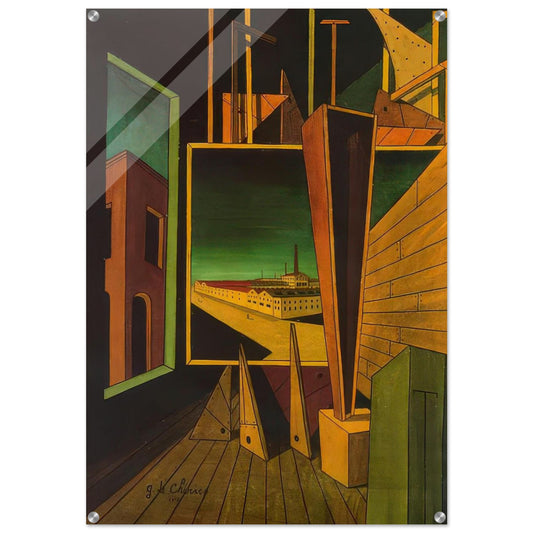 GEOMETRIC COMPOSITION WITH FACTORY LANDSCAPE 1917 - Giorgio de Chirico Acrylic Print - 70x100 cm / 28x40″ inches