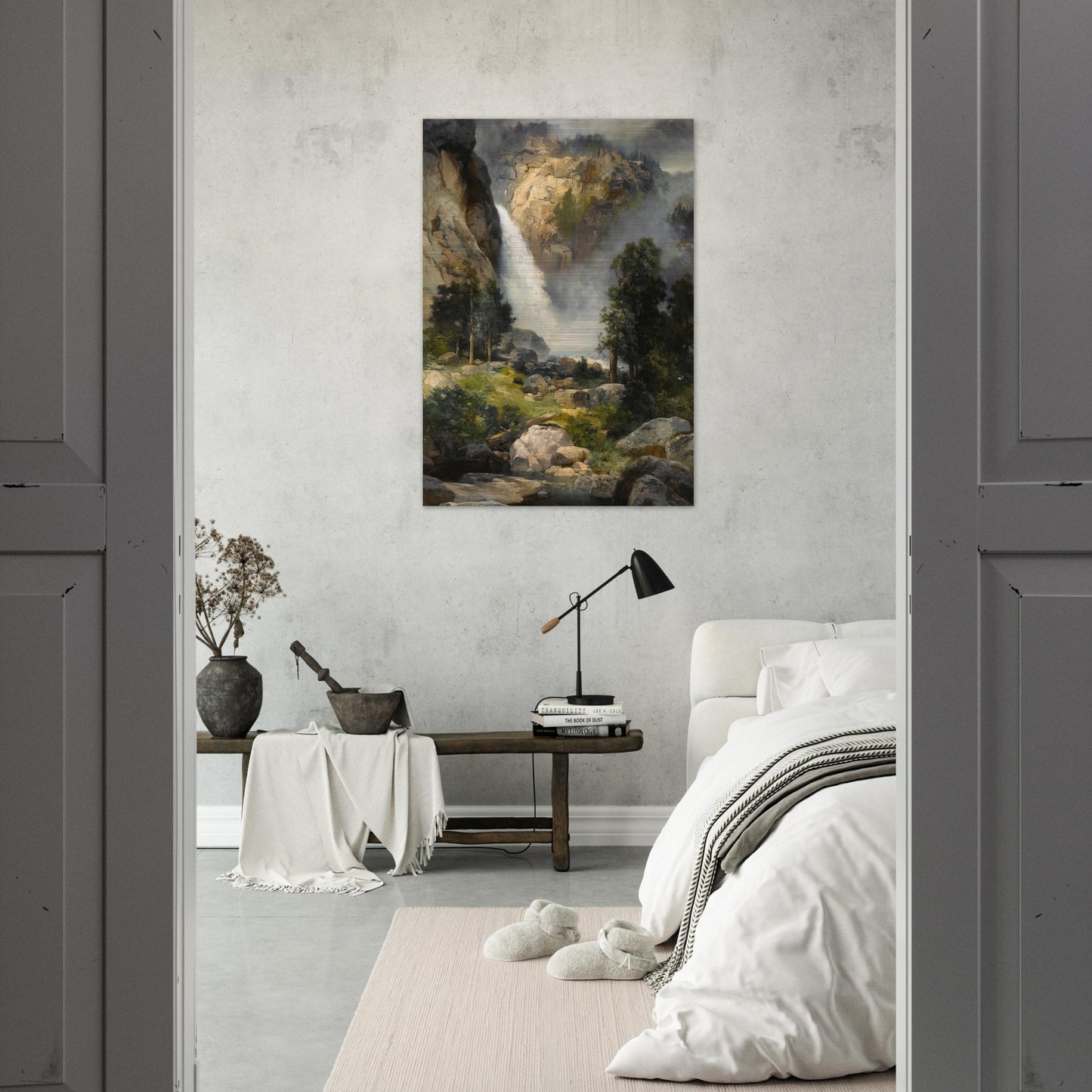 Cascade Falls, Yosemite - Thomas Moran Brushed Aluminum Print - 70x100 cm / 28x40 inches | Thomas Moran Aluminum Print | Thomas Moran Prints