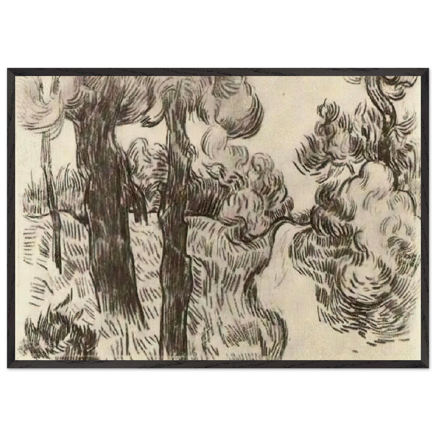 Path between Pine Trees - Vincent van Gogh Framed Art Print – Black Wooden Frame - Default Title - -Framed Art Print