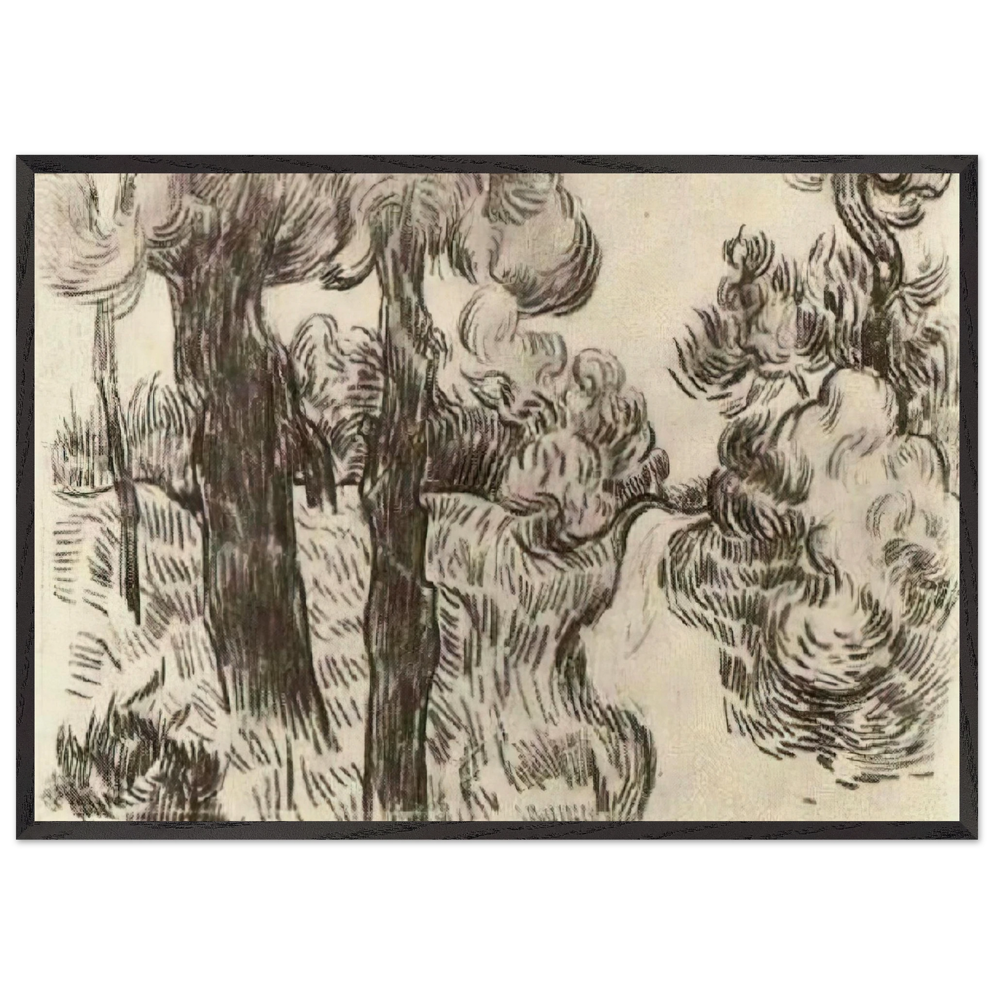 Path between Pine Trees - Vincent van Gogh Framed Art Print – Black Wooden Frame - Default Title - -Framed Art Print