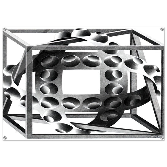 CUBE WITH MAGIC RIBBONS - MC Escher Acrylic Print - 70x100 cm / 28x40″ inches | Maurits Cornelis Escher Prints