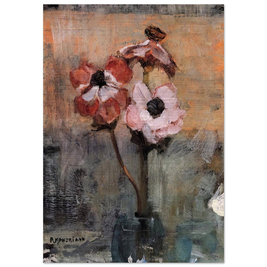 Anemones in a Vase - Piet Mondrian Brushed Aluminum Print - 70x100 cm / 28x40 inches | Piet Mondrian Aluminum Print | Piet Mondrian Prints