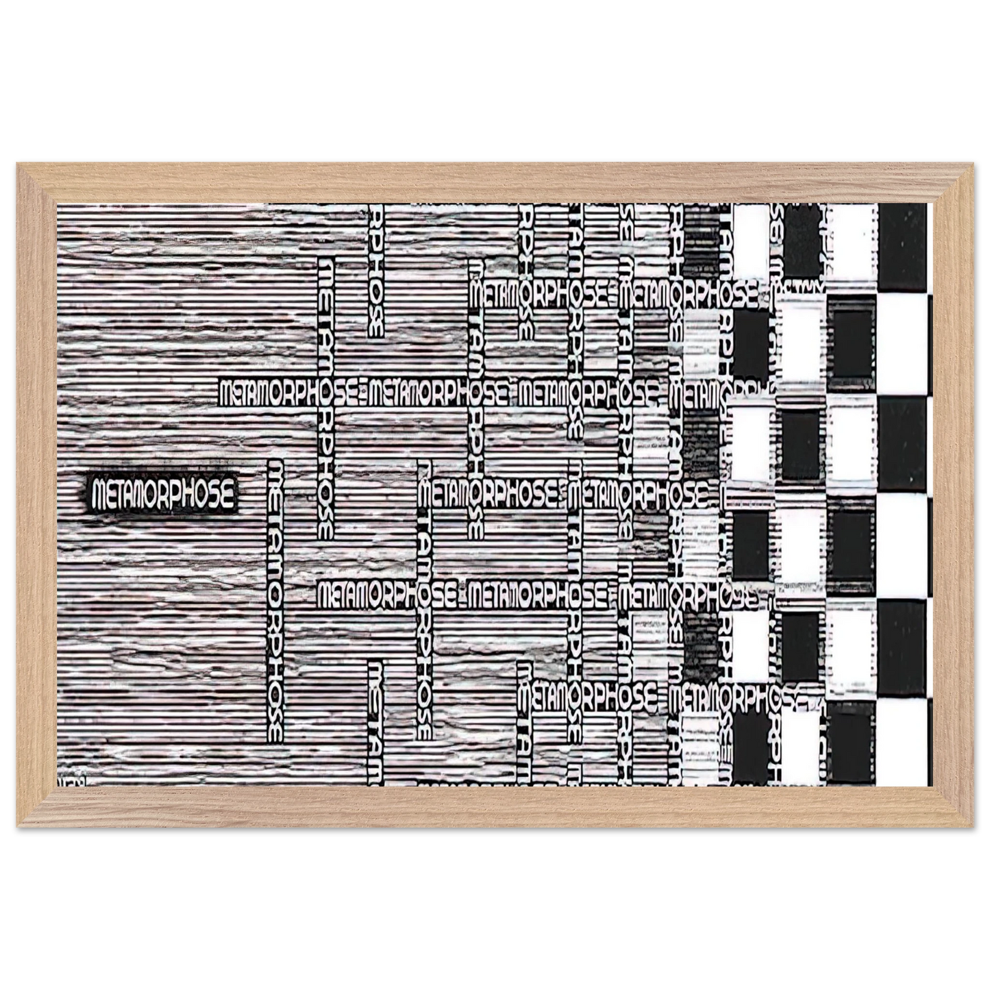 MC Escher - METAMORPHOSIS II EXCERPT 1 Wall Art - 21x29.7 cm / 8x12" - Premium Wooden Framed Poster With Fine Art Paper - Wood frame