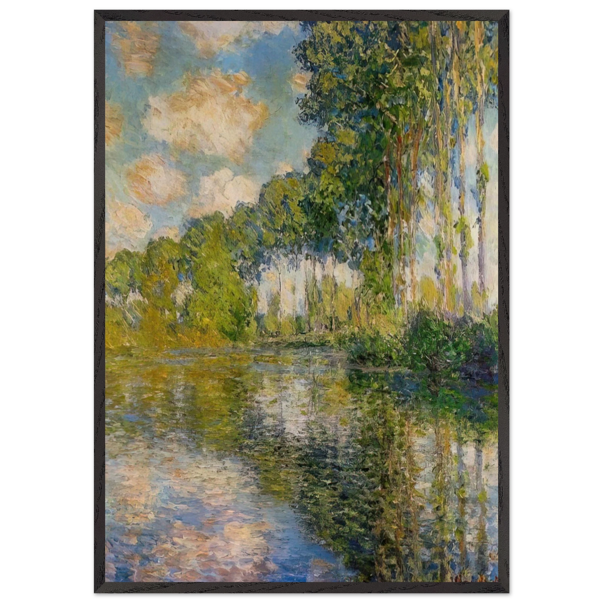 Poplars On The Banks Of The River Epte - claude monet Framed Art Print – Black Wooden Frame - Default Title - -Framed Art Print