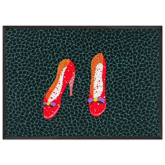 SHOES 1985 - Yayoi Kusama Framed Art Print – Black Wooden Frame - Default Title - -Framed Art Print