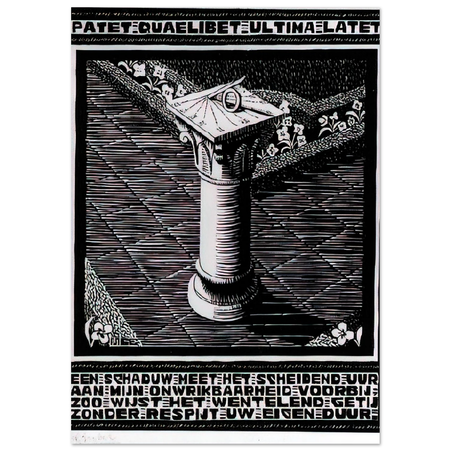 MC Escher - EMBLEMATA SUNDIAL Wall Art - 30x40 cm / 12x16 inches - Premium Wooden Framed Poster With Fine Art Paper - Wood frame