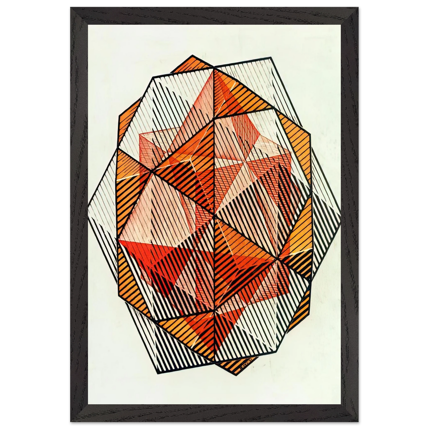 MC Escher - FOUR REGULAR SOLIDS Wall Art - 30x40 cm / 12x16 inches - Premium Wooden Framed Poster With Fine Art Paper - Wood frame