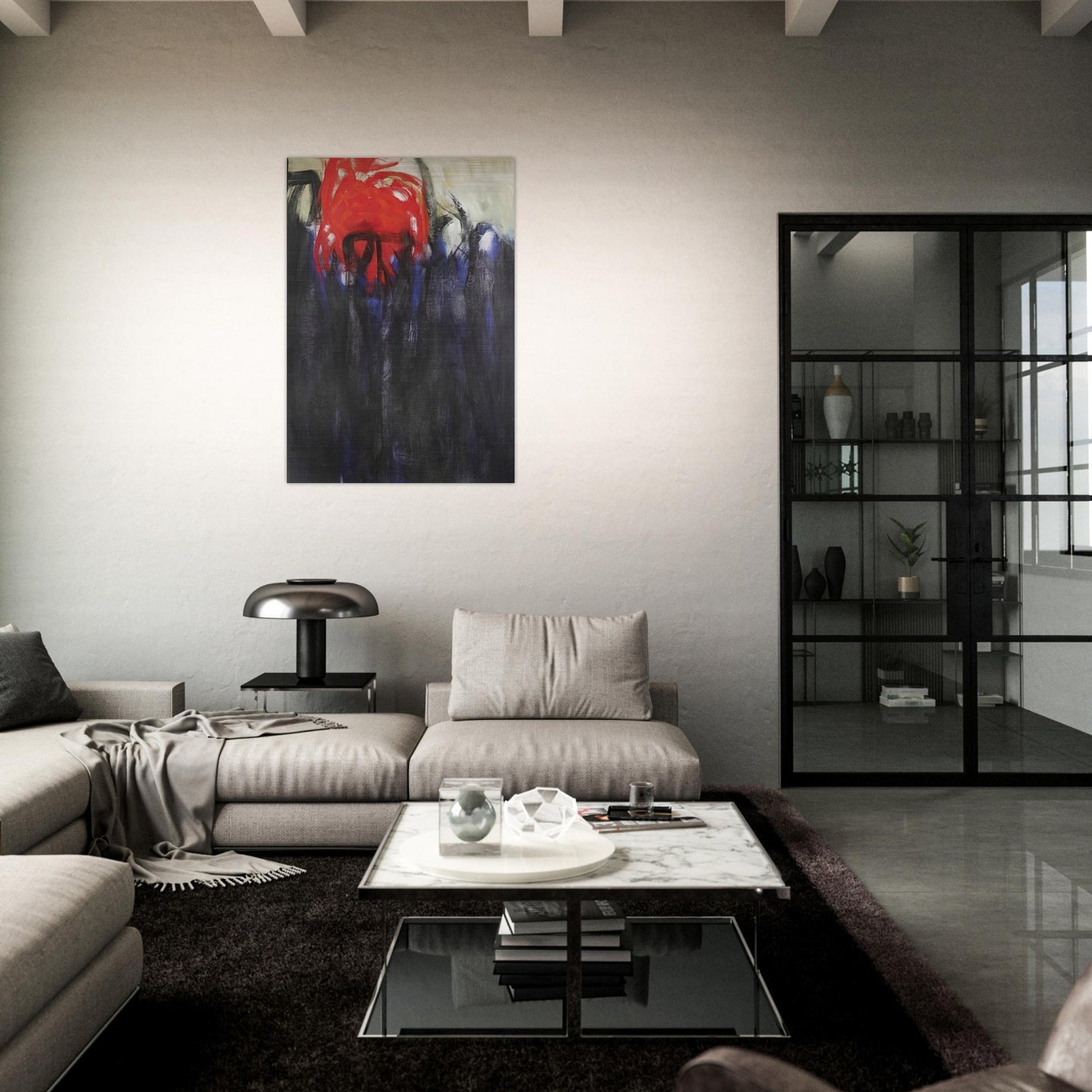 Untitled Columns of Fire - 1956 - Theodoros Stamos Brushed Aluminum Print - 70x100 cm / 28x40 inches | Theodoros Stamos Aluminum Print | Theodoros Stamos Prints