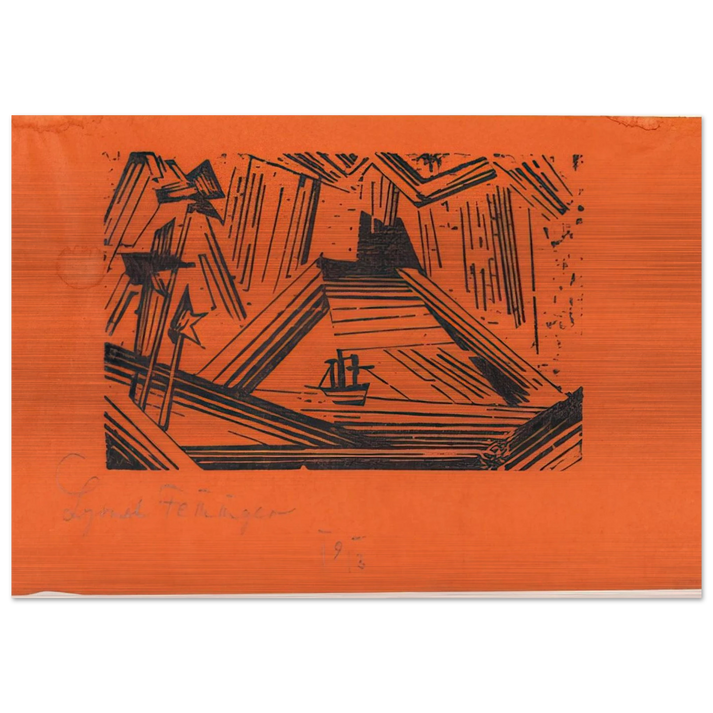 VOLCANO VULKAN 1919 - Lyonel Feininger Brushed Aluminum Print - 70x100 cm / 28x40 inches | Lyonel Feininger Aluminum Print | Lyonel Feininger Prints