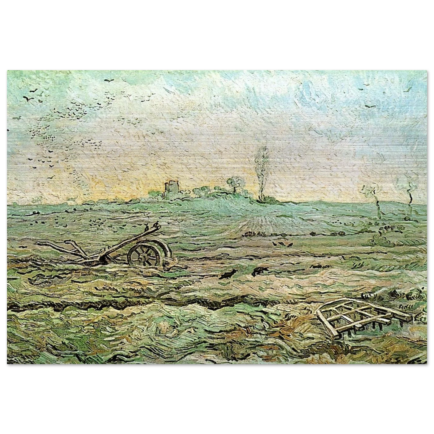 The Plough and the Harrow after Millet - Vincent van Gogh Brushed Aluminum Print - 70x100 cm / 28x40 inches | Vincent van Gogh Aluminum Print | Vincent van Gogh Prints