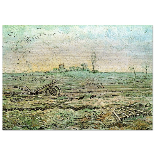 The Plough and the Harrow after Millet - Vincent van Gogh Brushed Aluminum Print - 70x100 cm / 28x40 inches | Vincent van Gogh Aluminum Print | Vincent van Gogh Prints