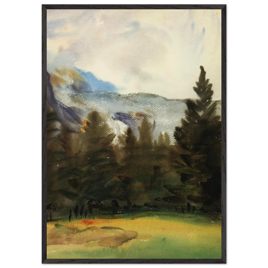 Purtud Fir Trees and Snow Mountains - John Singer Sargent Framed Art Print – Black Wooden Frame - Default Title - -Framed Art Print