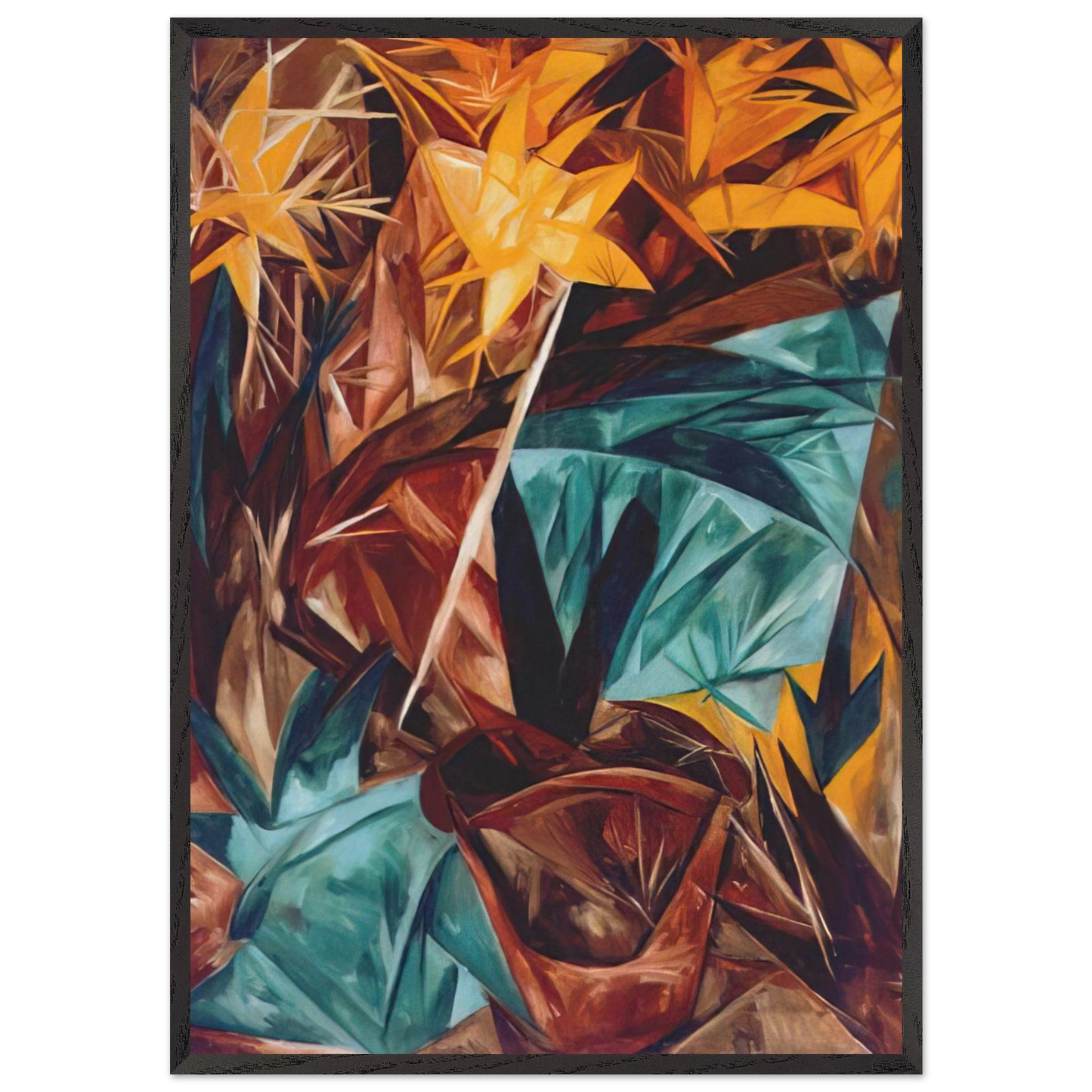 Rayonist lilies - 1913 - Natalia Goncharova Framed Art Print – Black Wooden Frame - Default Title - -Framed Art Print