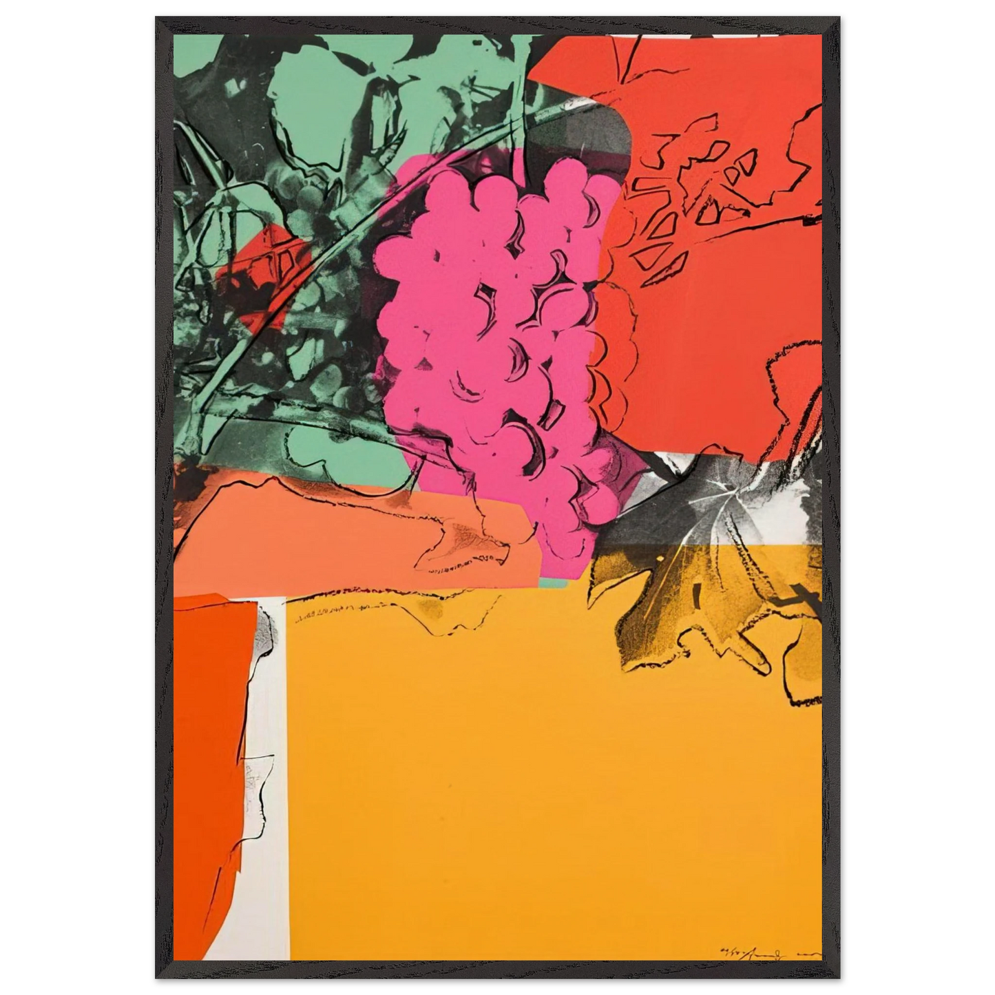 Grapes 1 - Andy Warhol Framed Art Print – Black Wooden Frame - Default Title - -Framed Art Print