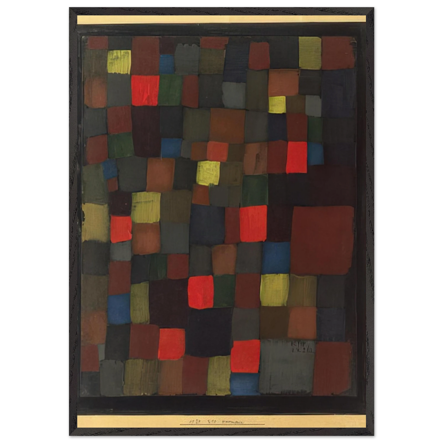 ABSTRACT COLOUR HARMONY IN SQUARES WITH VERMILLION ACCENTS 1924 - Paul Klee Framed Art Print – Black Wooden Frame - Default Title - -Framed Art Print