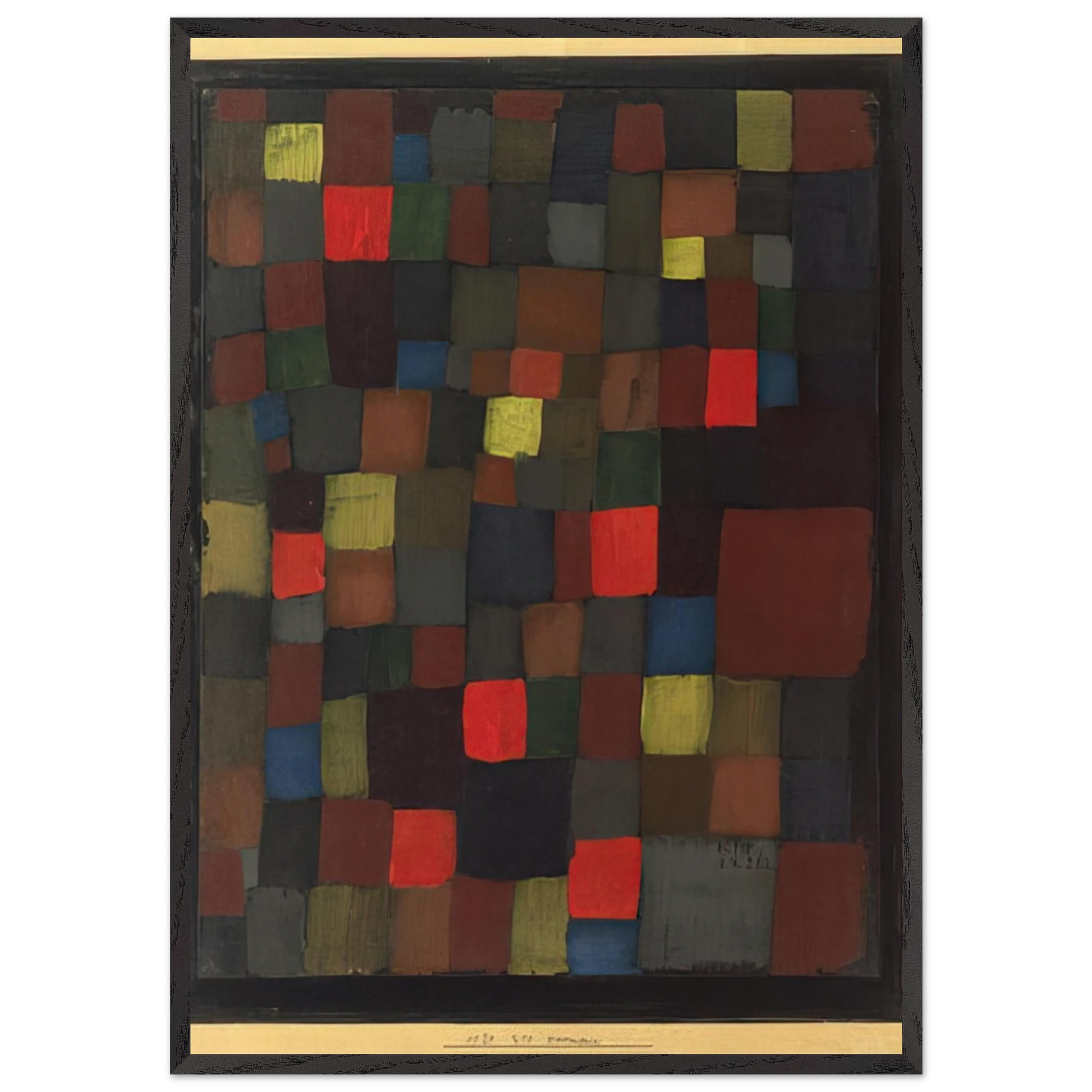 ABSTRACT COLOUR HARMONY IN SQUARES WITH VERMILLION ACCENTS 1924 - Paul Klee Framed Art Print – Black Wooden Frame - Default Title - -Framed Art Print