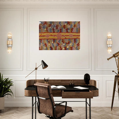 Corrobboree Dreaming - Native Art - Clifford Possum Tjapaltjarri Brushed Aluminum Print - 70x100 cm / 28x40 inches | Clifford Possum Tjapaltjarri Aluminum Print | Clifford Possum Tjapaltjarri Prints