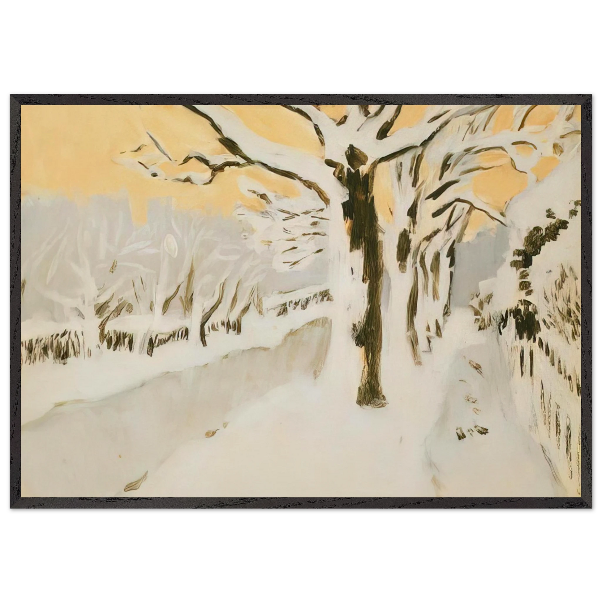LATE AFTERNOON SNOW 1972 - Fairfield Porter Framed Art Print – Black Wooden Frame - Default Title - -Framed Art Print