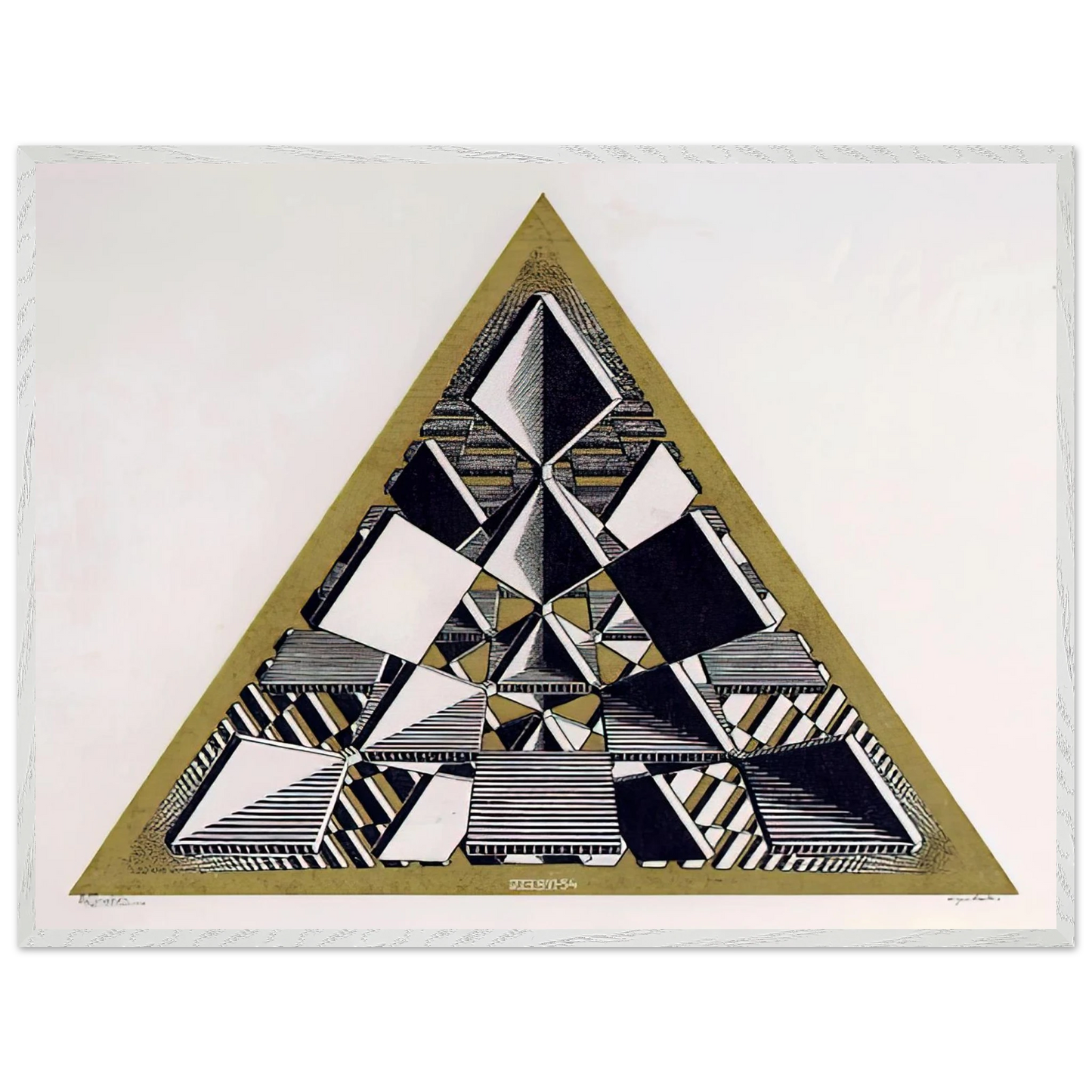 MC Escher - THREE INTERSECTING PLANES COLOUR Wall Art - 60x80 cm / 24x32 inches - Premium Wooden Framed Poster With Fine Art Paper - White frame