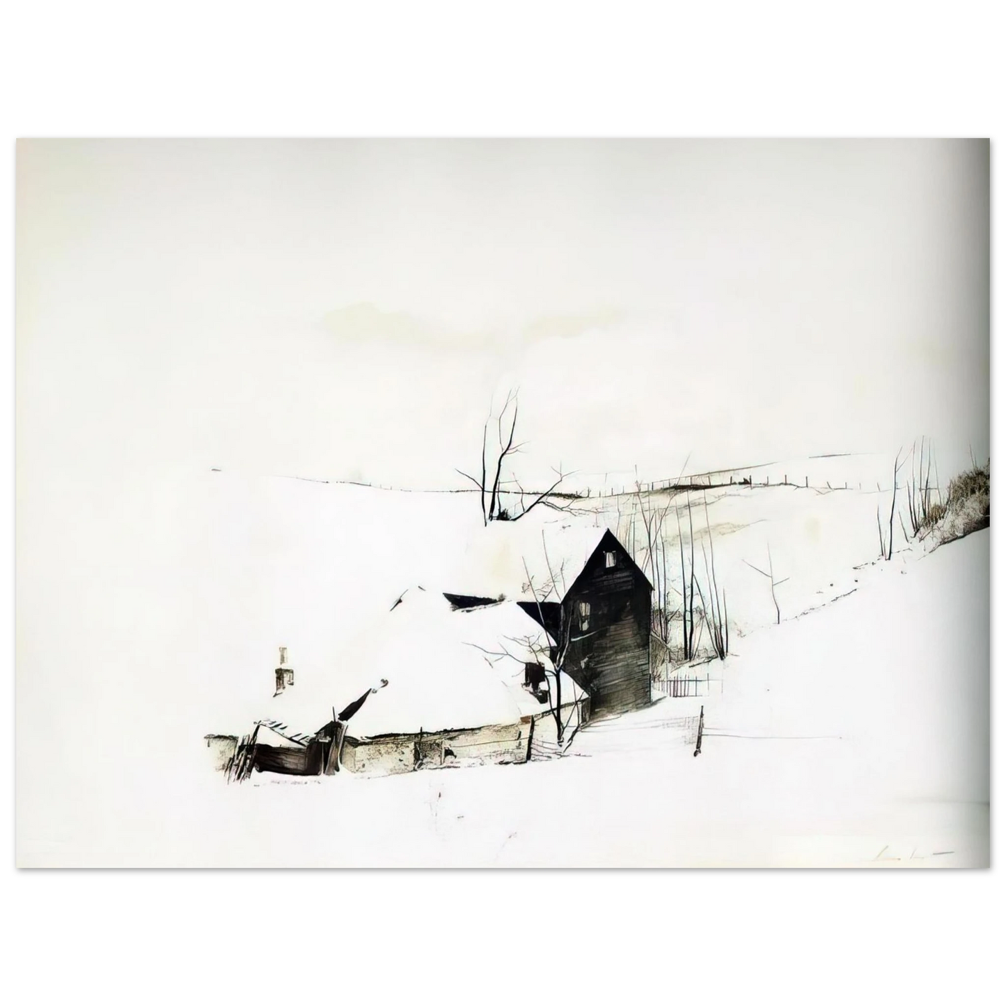Andrew Wyeth - THE CORNER Wall Art - 60x80 cm / 24x32 inches - Fine Art Poster - -